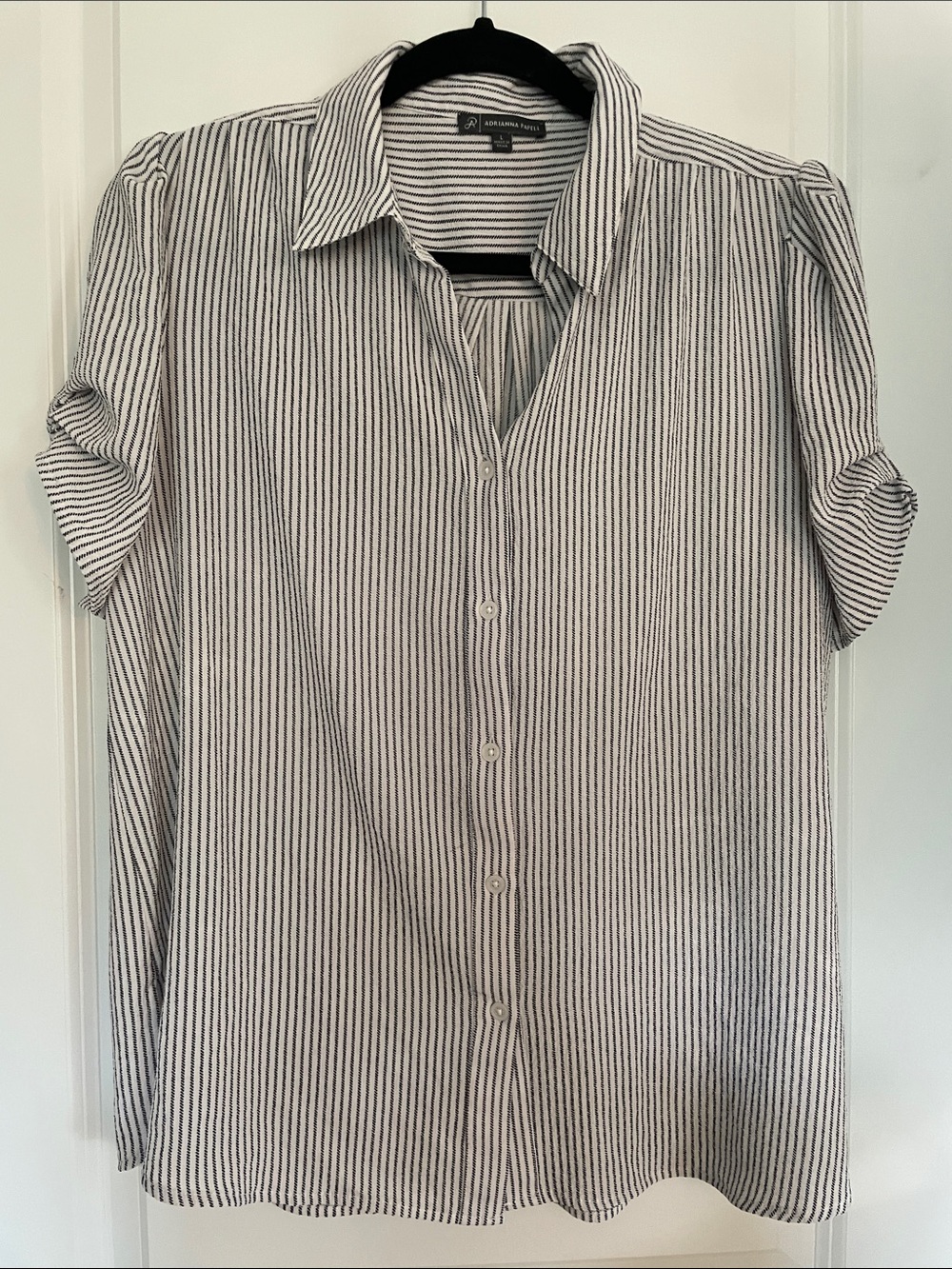 Adrianna Patel Striped Button-Up Shirt - Sz Large
